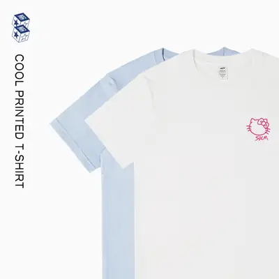 Kitty Cat Pink Printed Cotton T-Shirt 230g