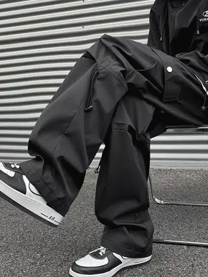 Men's American Style Cargo Pants Brown Straight Plus Size