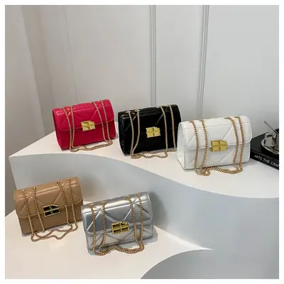 White Quilted Chain Shoulder Bag for Women
