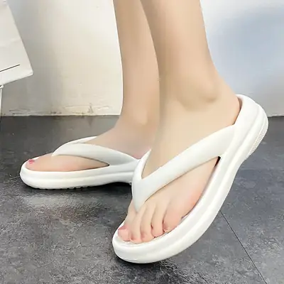 Women's White Thick Strap Beach Sandals 2023