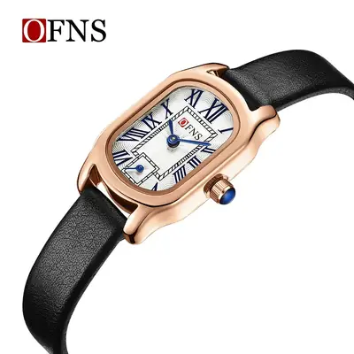 Oufani Quartz Watch Women's Roman Scale Waterproof Belt Strap