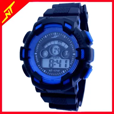 Men's Digital Watch Blue Black Military Style