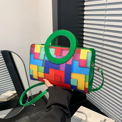 Portable 2024 Contrast Color Shoulder Bag