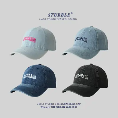 Colorado Letter Embroidered Wash Denim Cap for Men Women