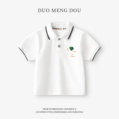 Duomengdou Boys Pink Cotton Polo T-Shirt 2025