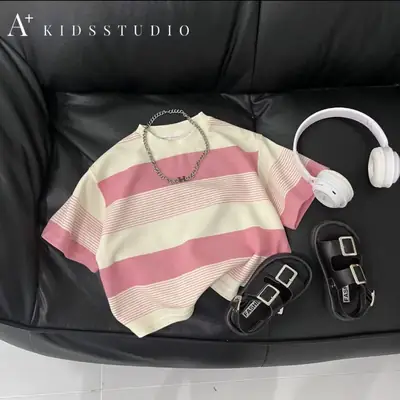 New Korean Style Striped Short Sleeve T-Shirt for Boys Girls