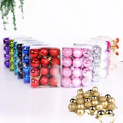3cm Cross-Country Christmas Balls 24Pcs Electroplated