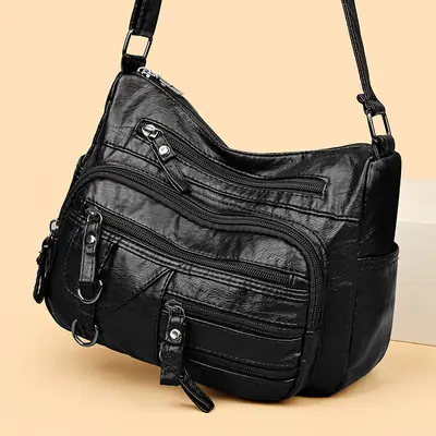 Tan Leather Shoulder Bag for Women 2025 New Fashion