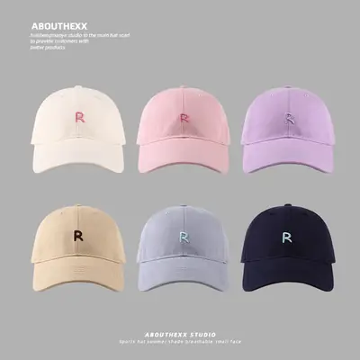 R Letter Embroidered Blue Baseball Cap for Boys Girls