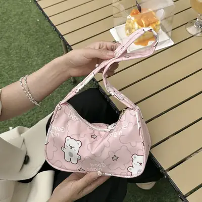 Women's Sweet Small Shoulder Bag with Teddy Bear