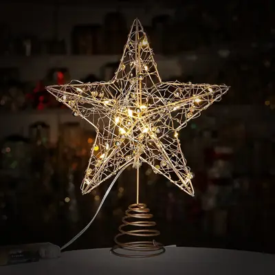 2025 Christmas Star Pendant Decor Wrought Iron Luminous