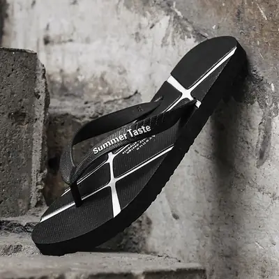 2025 Men Summer Flip Flops Black Non-Slip