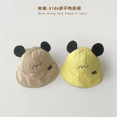 Baby Mouse Ear Sun Hat Beige Cotton Summer Cap