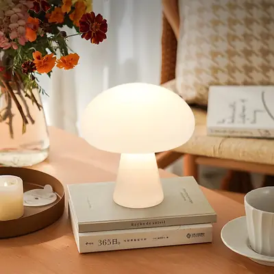 Ins Middle Danish Cream Mushroom Table Lamp