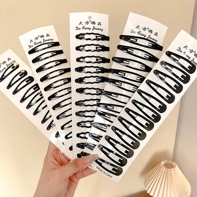 Black Hairpins for Women - 10 Pcs Clip Hair Clips