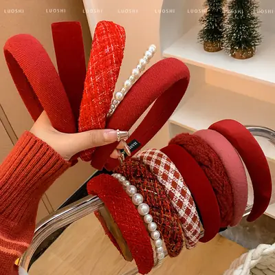 Red Velvet High Skull Pressure Headband for Women