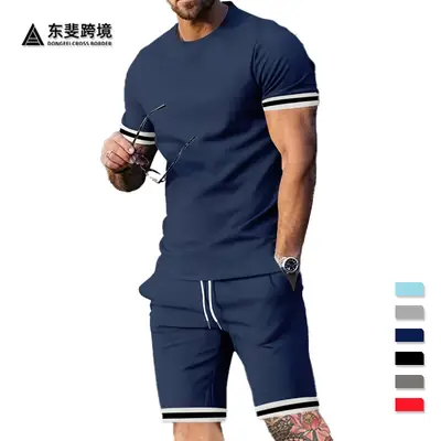 Men Green Short Sleeve T-Shirt Shorts Set 2026