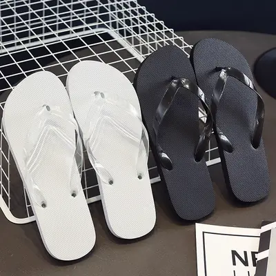Men's Korean Style Transparent White Flip Flops