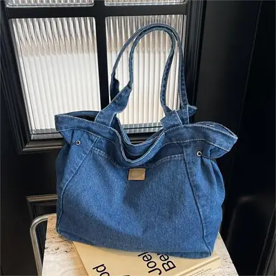 Korean Style Denim Shoulder Bag 2024 Summer