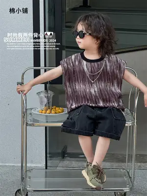Boys Summer Sleeveless T-Shirt Kids 2025 Korean Style