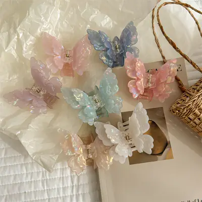 Sweet Milkshake Colorful Double Butterfly Hairpin for Women