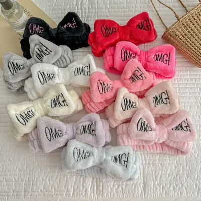 White Fleece Omg Headband for Women