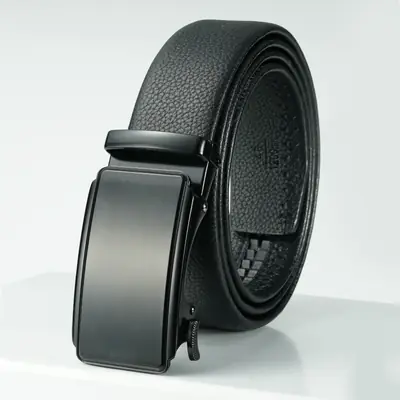 Black Automatic Buckle Belt for Men