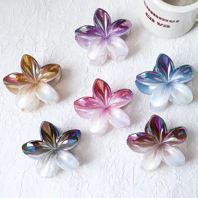 Gradient Shark Hair Clips for Girls, 6 Pcs Rainbow Design