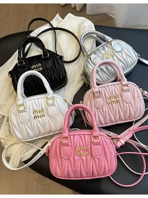 Pink Korean Style Embroidered Pillow Bag for Girls