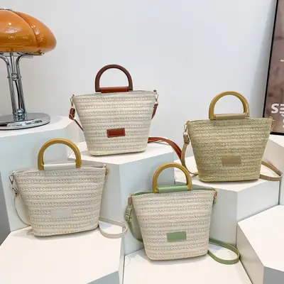 Women Straw Shoulder Bag Large Capacity 2024 New