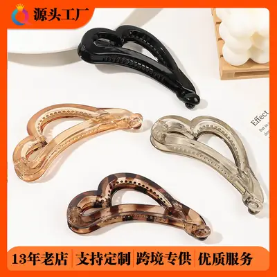 Black Love Banana Hair Clip for Women Large Size