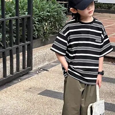 2024 Boys Striped Short Sleeve T-Shirt