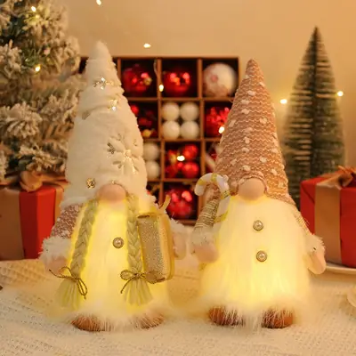Christmas Rudolph Doll with Light & Sequins