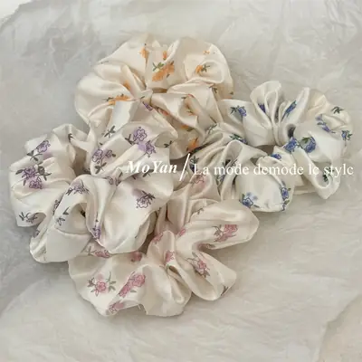 Small Floral Silk Hair Rope for Girls