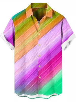 Men Blue Geometric Short Sleeve Shirt