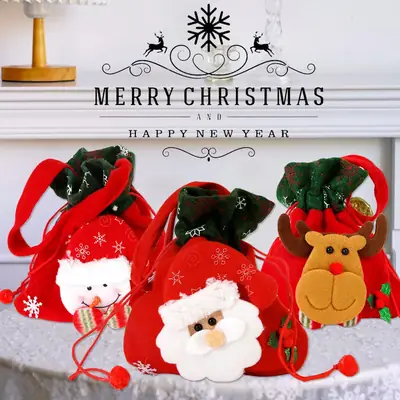 Red Christmas Eve Apple Bag with Snowman Design
