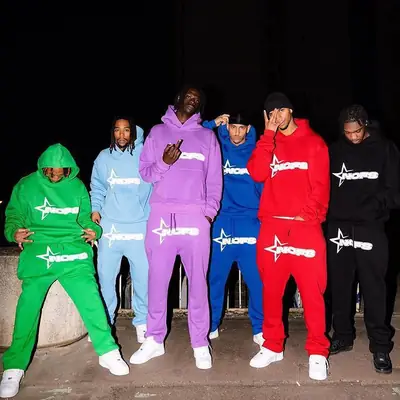 Blue Star Logo Hoodie Tracksuit Set for Men Women Wholesale
