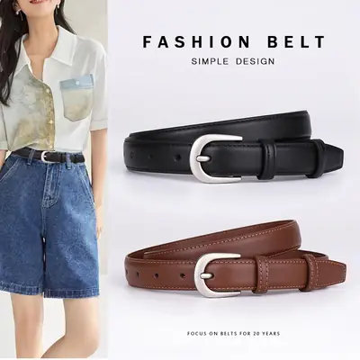 2024 Women's Cowhide Belt with Pin Buckle