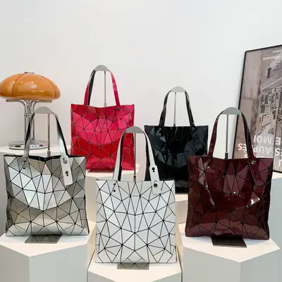 Black Geometric Rhomboid Tote Bag for Women