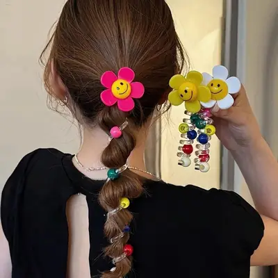 Sweet Sunflower Bubble Hair Ponytail Rope for Women