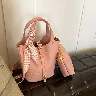 2024 Summer Bucket Bag with Silk Scarf & Matching Pouch