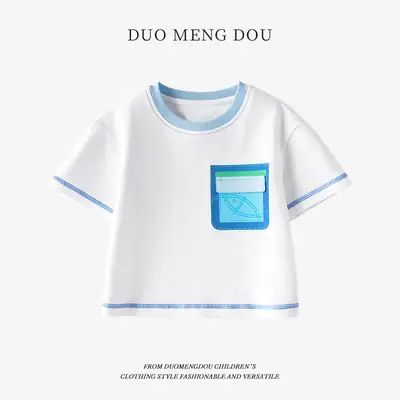 Boys Cotton Color-Block T-Shirt UV Protection Summer