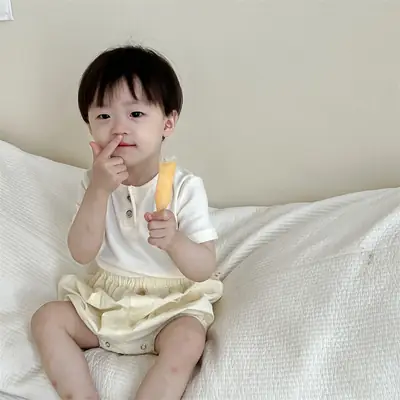 Baby Summer Shorts T-Shirt Set Yellow Korean Style