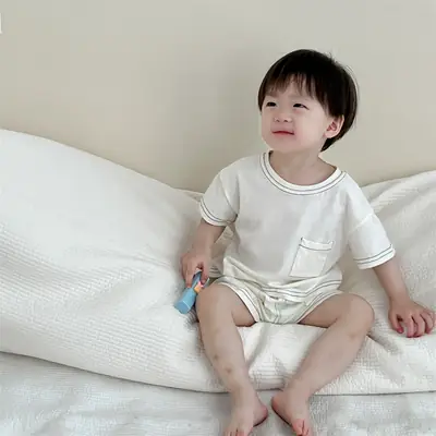 Baby White Short Sleeve T-Shirt Shorts Set