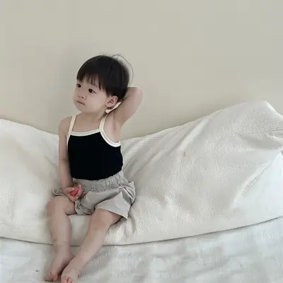 Baby Cotton Summer Sling T-Shirt Shorts Suit Korean Style