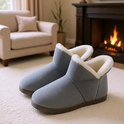 Women's Fleece-Lined Warm Heel Slippers Brown