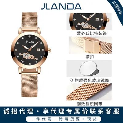Women's Rose Gold Luminous Watch with Mesh Band