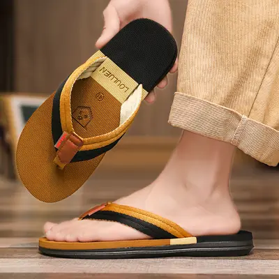 Men's Lightweight Beach Flip Flops Lazy Slippers Black