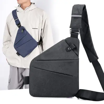 Pink Anti-Theft Crossbody Chest Bag for Men
