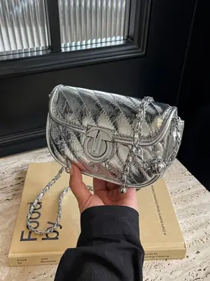 2026 Silver Lock Chain Crossbody Bag for Women